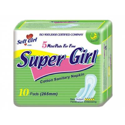 مضاد للبكتيريا Perforated Film Days Use Super Girl Sanitary Pads